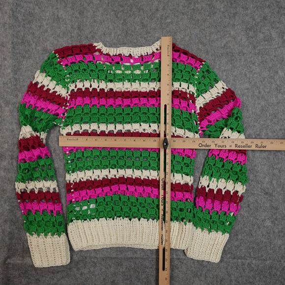 Greylin Sweater Womens Small NWT Paola Crochet Crew Neck Open Knit Multicolor - Picture 8 of 11